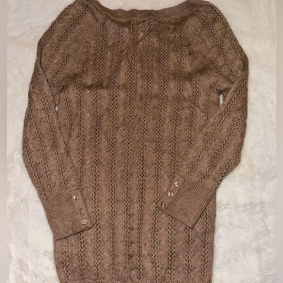 AEOutfitters Women’s Beige Crochet Cable Knit Top Sweater 3/4 Sleeves sz PS EUC - Picture 8 of 8